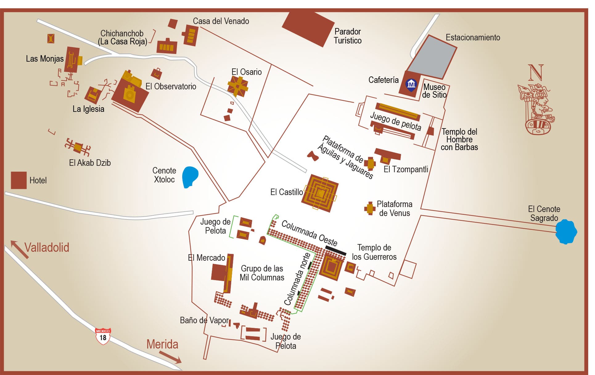 Chichen Itza Map Know the location of buildings in.